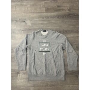 Stussy X Patta Sweatshirt Gray Cotton Size Medium